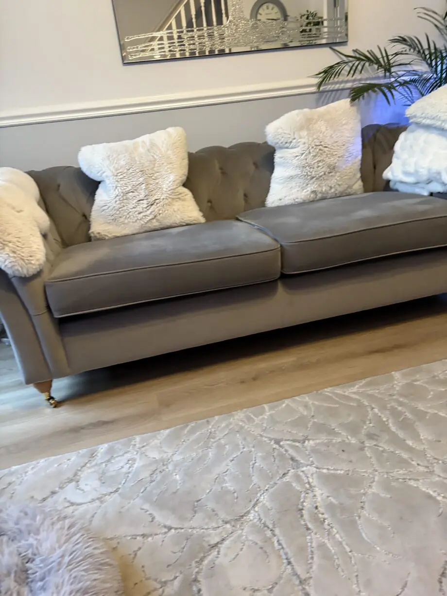 Next silver velvet sofa