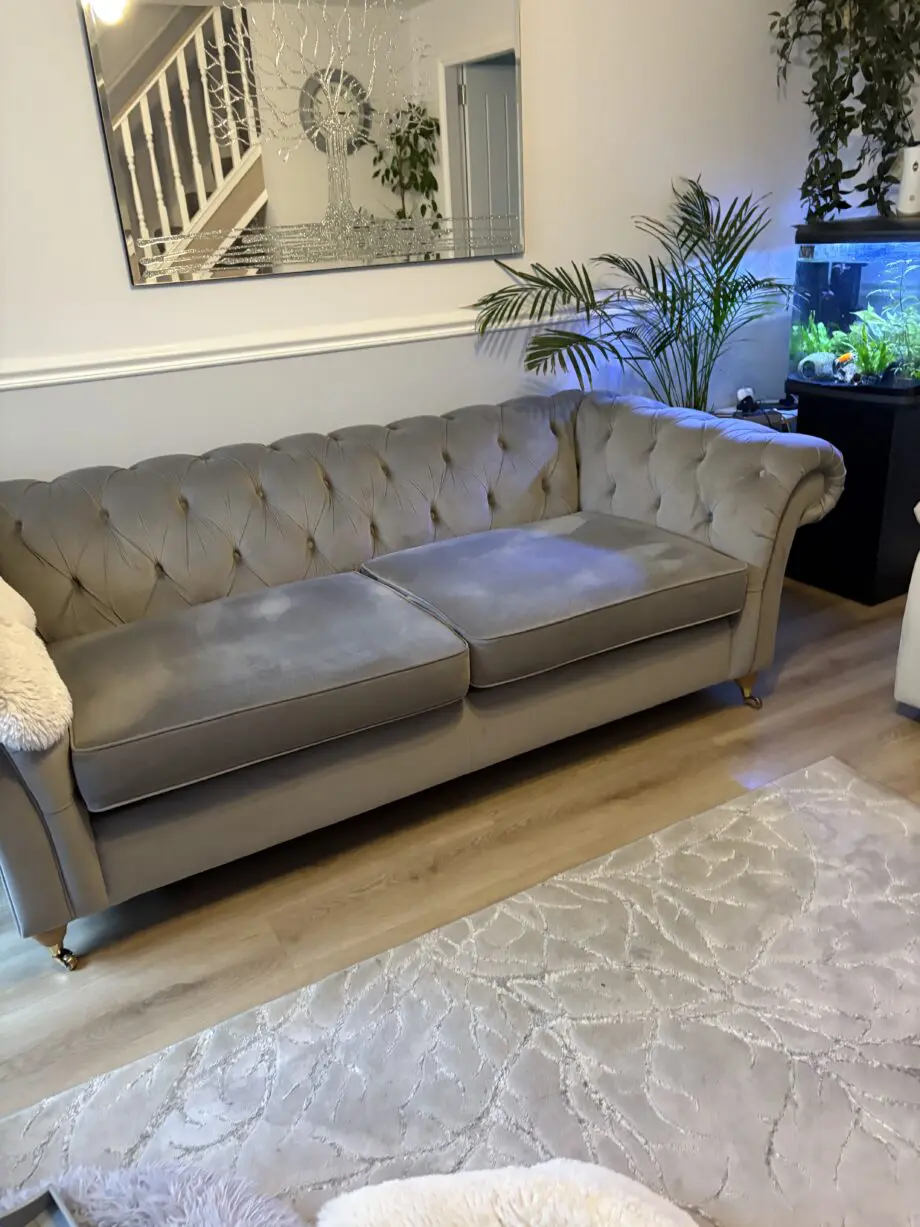 Next silver velvet sofa
