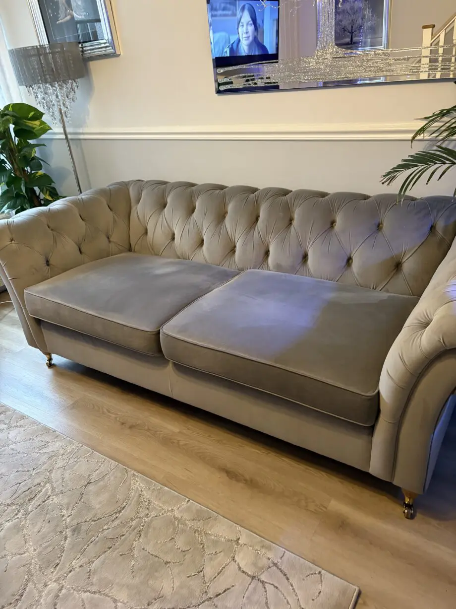 Next silver velvet sofa