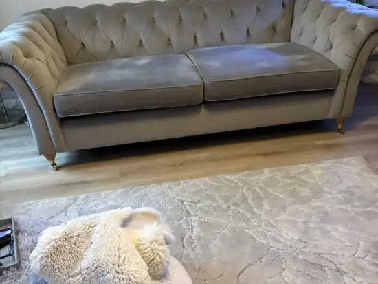 Next silver velvet sofa