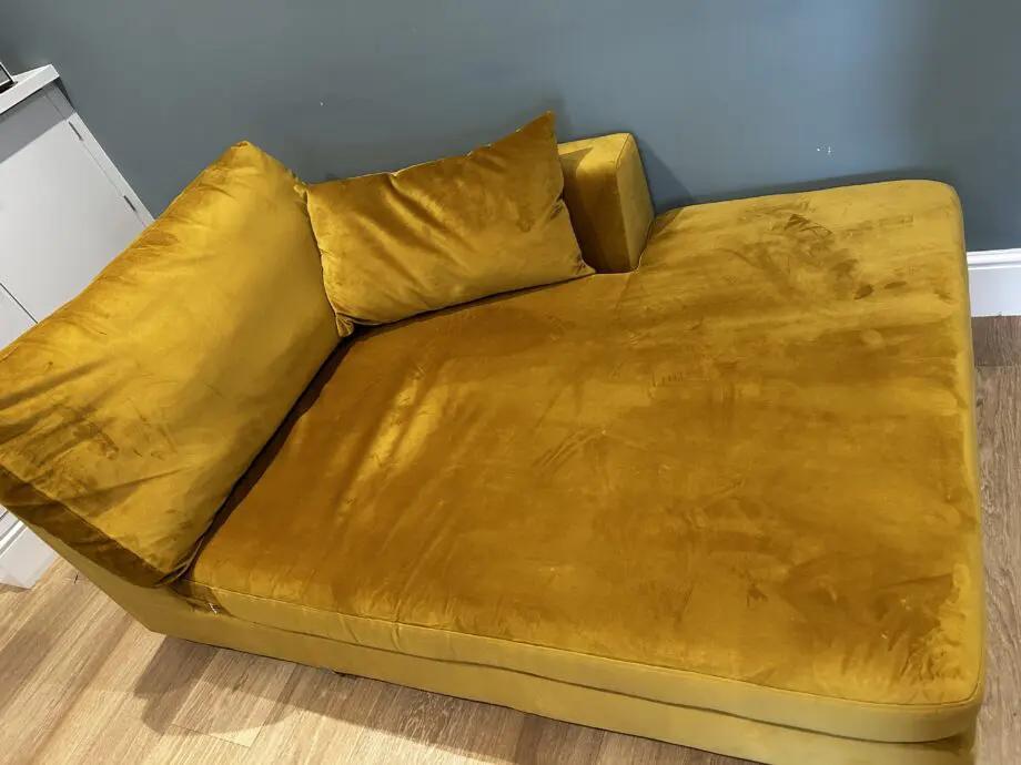 DFS Mustard left sided plush sofa