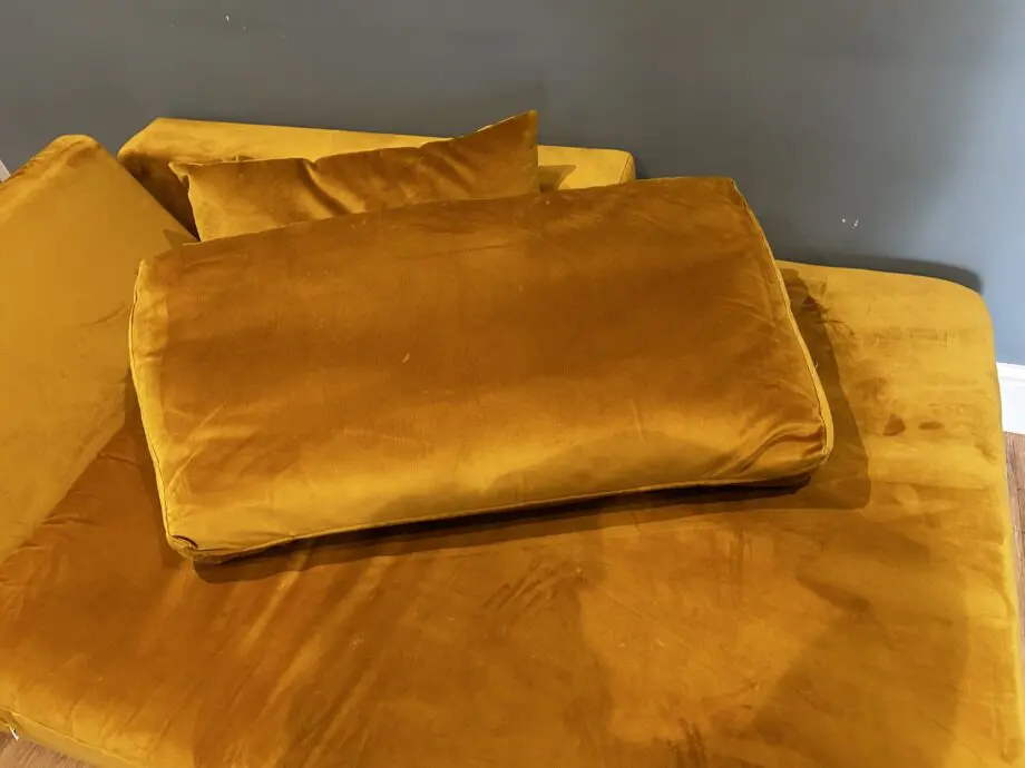 DFS Mustard left sided plush sofa
