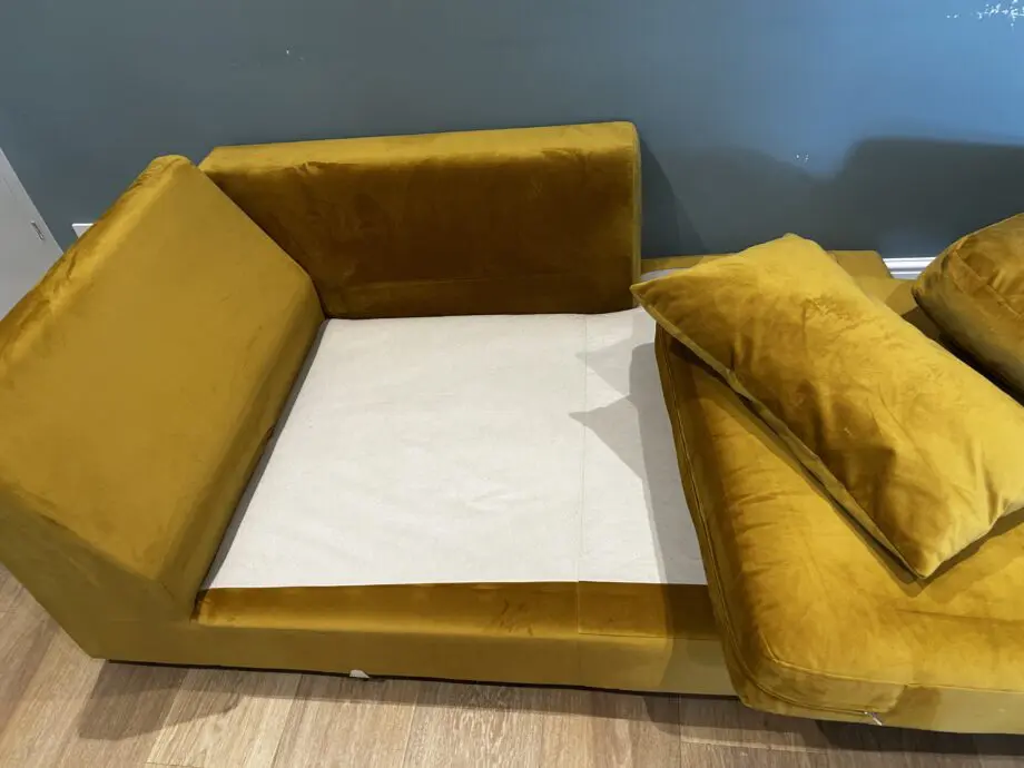 DFS Mustard left sided plush sofa