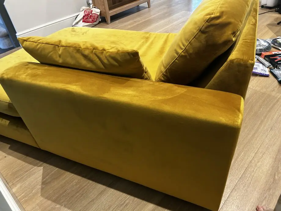 DFS Mustard left sided plush sofa