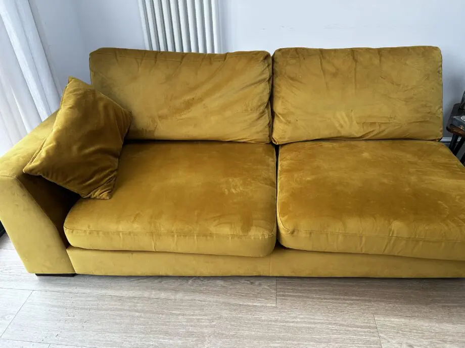 DFS Mustard left sided plush sofa