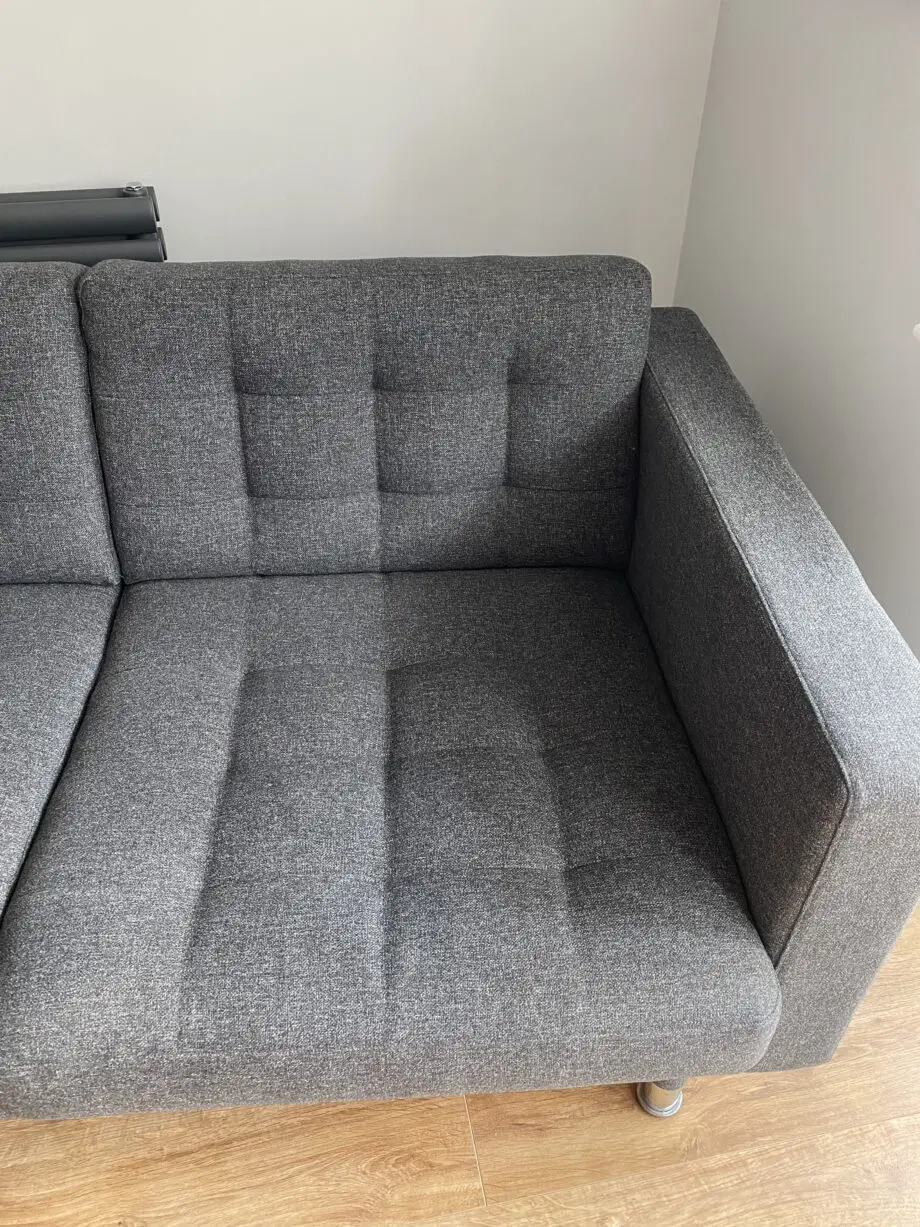 Grey Landskrona 2-seat sofa x2 with foot stool