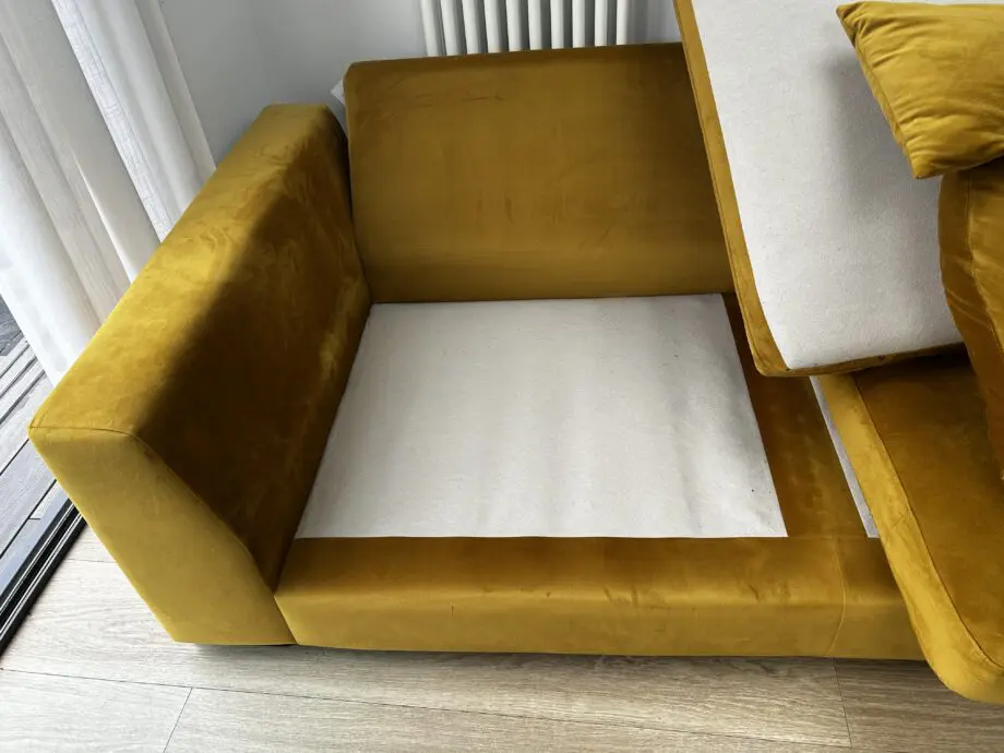 DFS Mustard left sided plush sofa