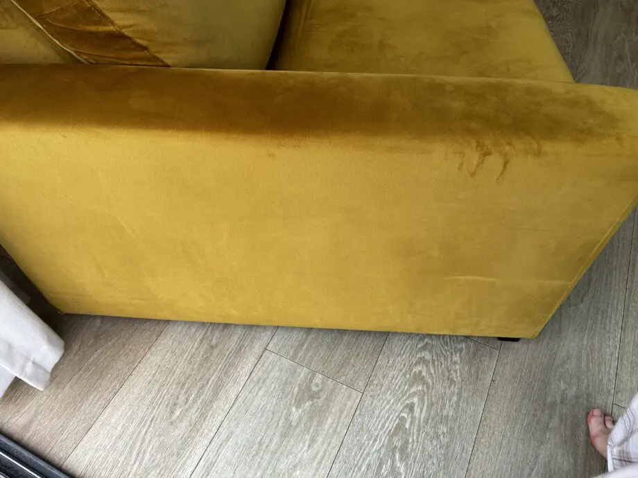 DFS Mustard left sided plush sofa
