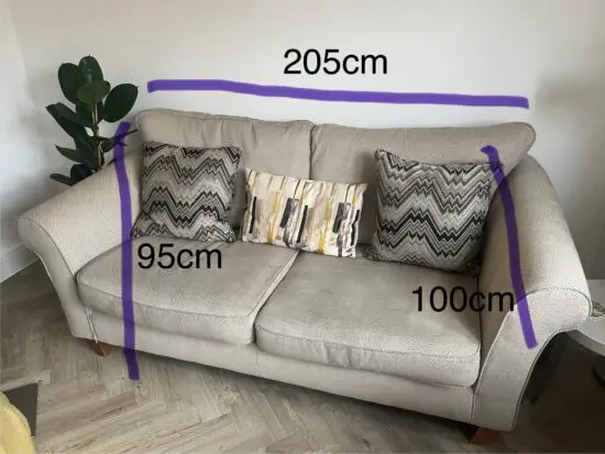 Beige/Oatmeal Herringbone Furniture Village 2-Seater Sofa