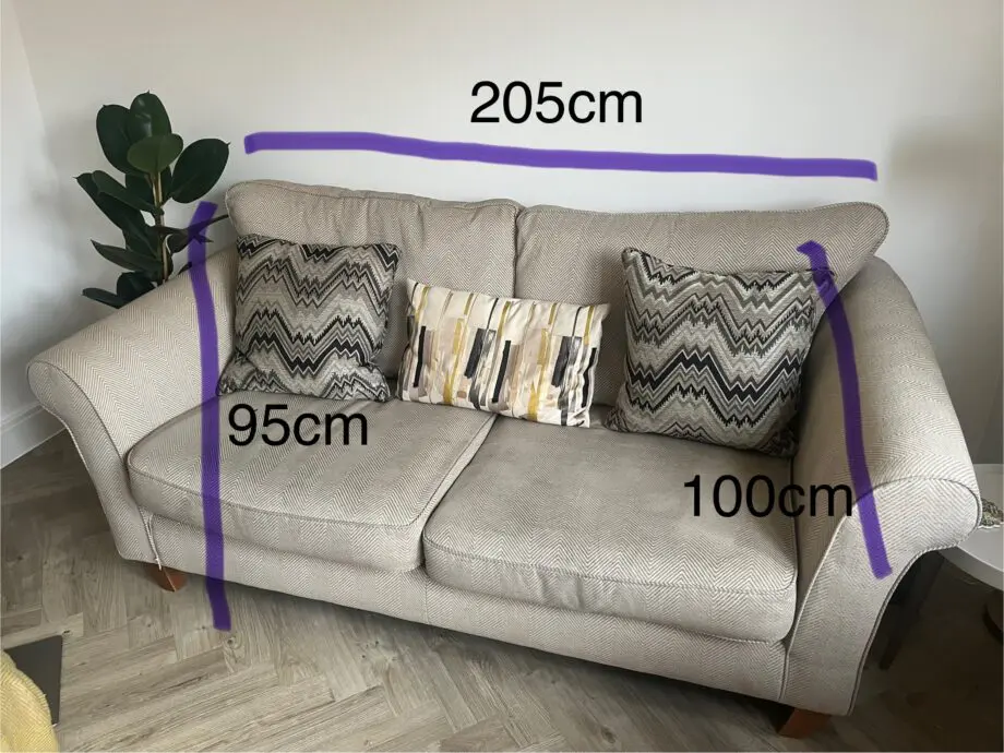 Beige/Oatmeal Herringbone Furniture Village 2-Seater Sofa