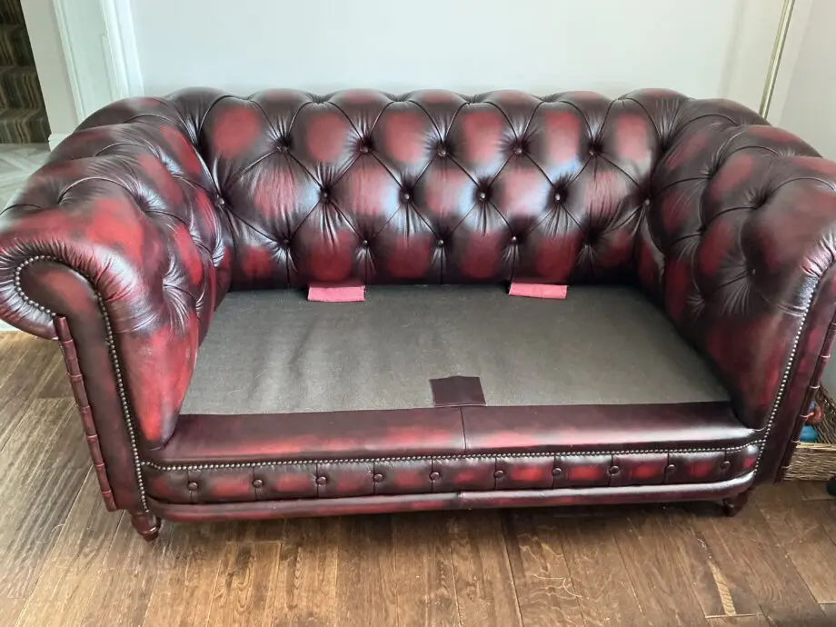 2 Seater Chesterfield Hand Made in Antique Red.