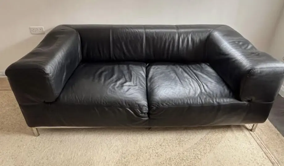 Black Leather 2 seater sofa