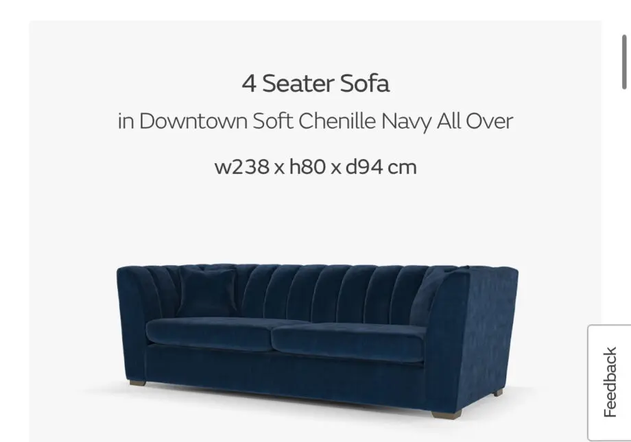Sofology Downtown 4 Seater Sofa + Storage Footstool Navy