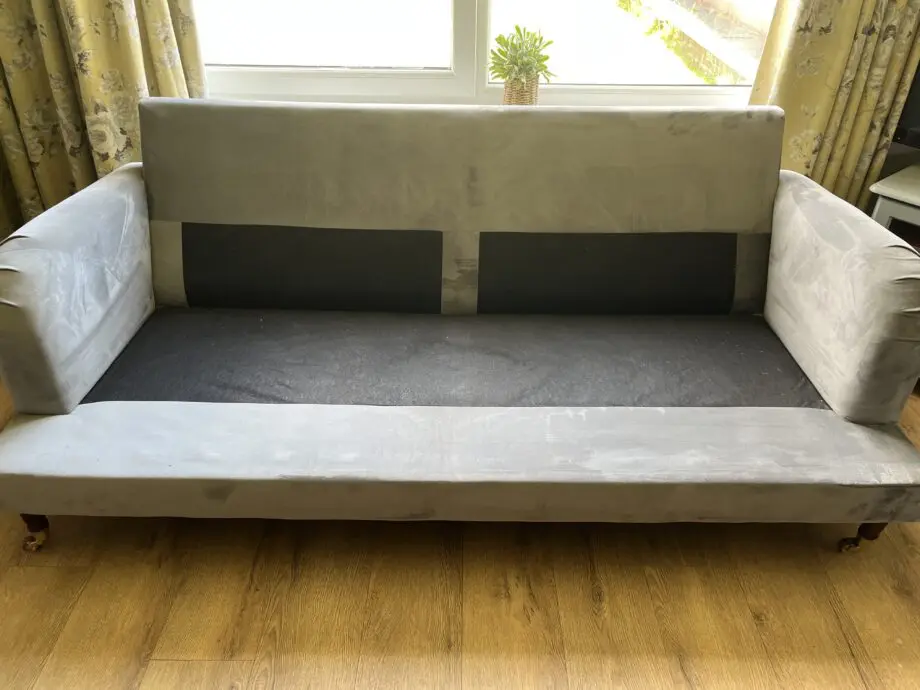 Plush velvet grey 3 seater and 2 armchair