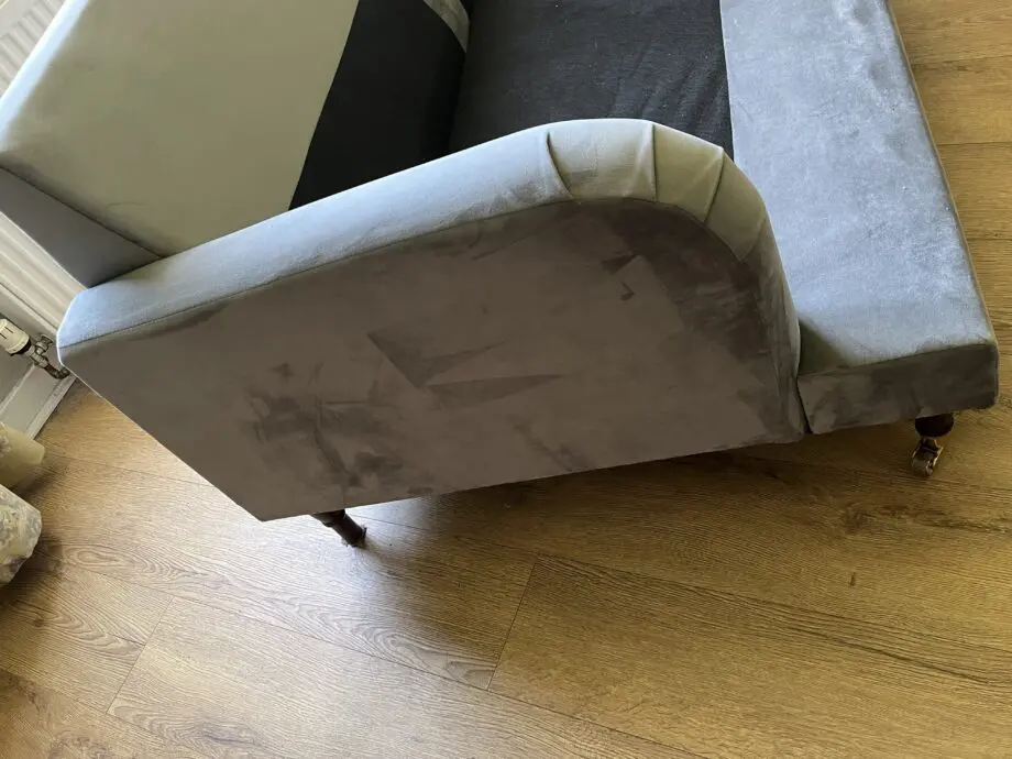 Plush velvet grey 3 seater and 2 armchair