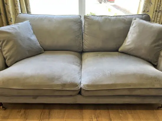 Plush velvet grey 3 seater and 2 armchair