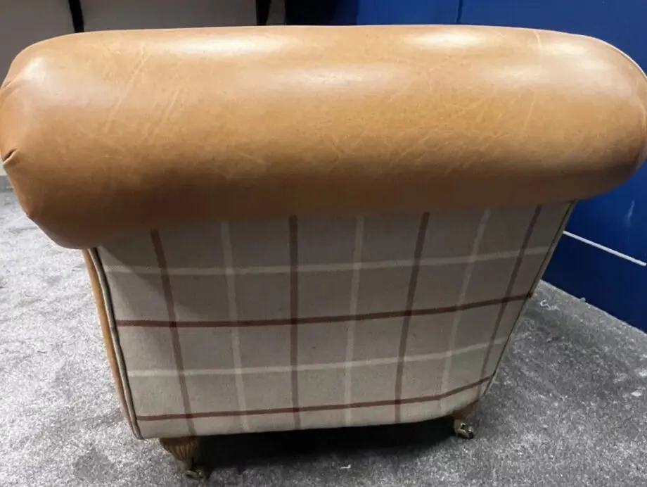 3 seater chesterfield sofa tan leather and check