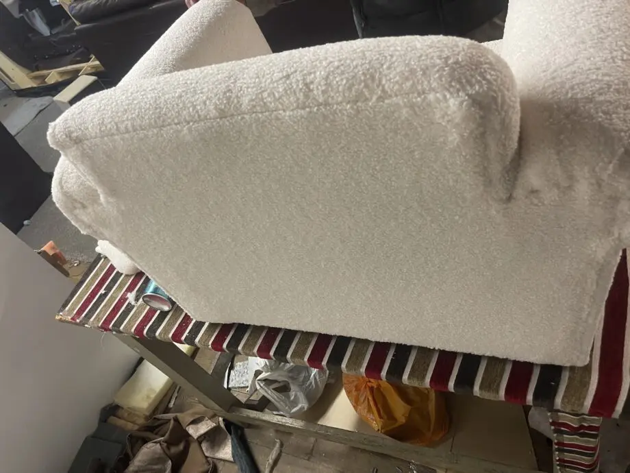 This is a costum build mini sofa for kids made in teddy fabric