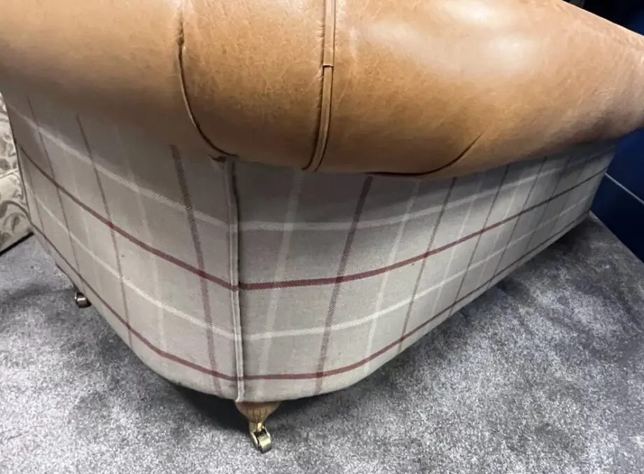 3 seater chesterfield sofa tan leather and check