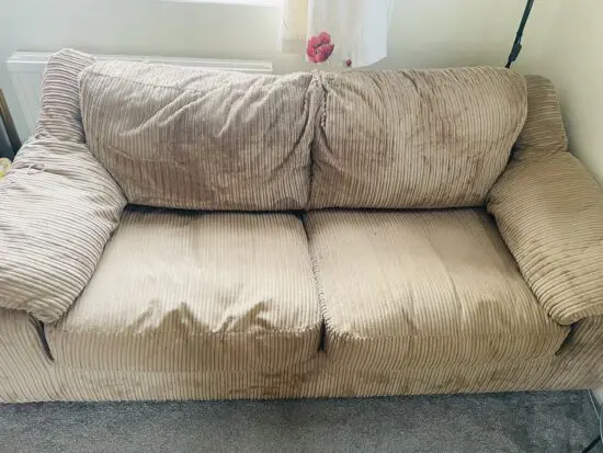 Harvey’s brown sofa