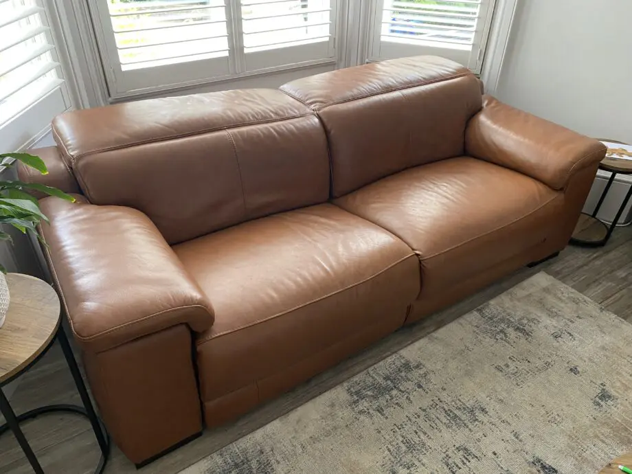Sofology Brown Leather Laurence electric recliner sofa set