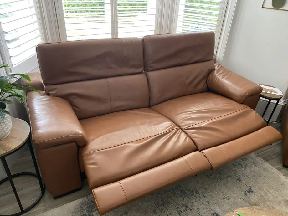 Sofology Brown Leather Laurence electric recliner sofa set