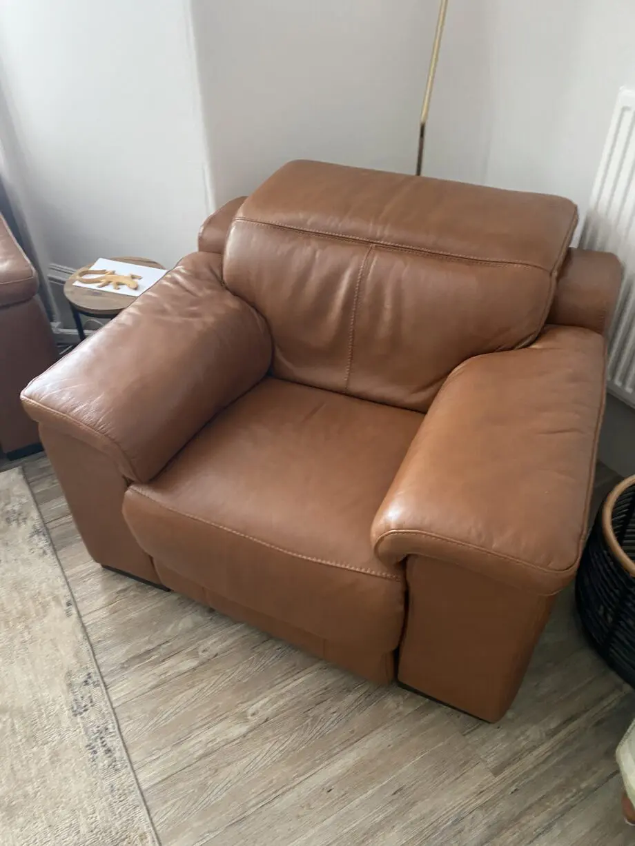 Sofology Brown Leather Laurence electric recliner sofa set