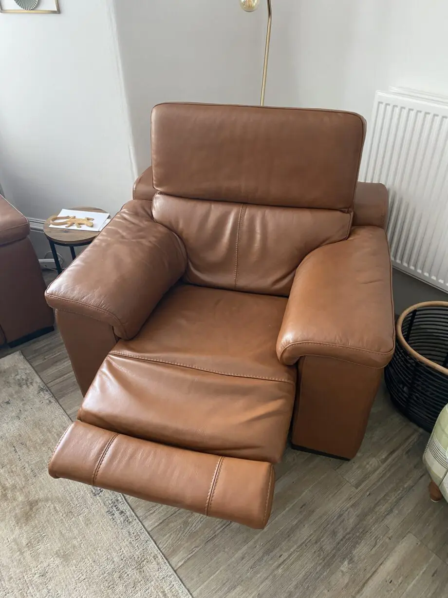 Sofology Brown Leather Laurence electric recliner sofa set