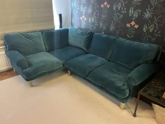 Loaf corner sofa, Teal velvet