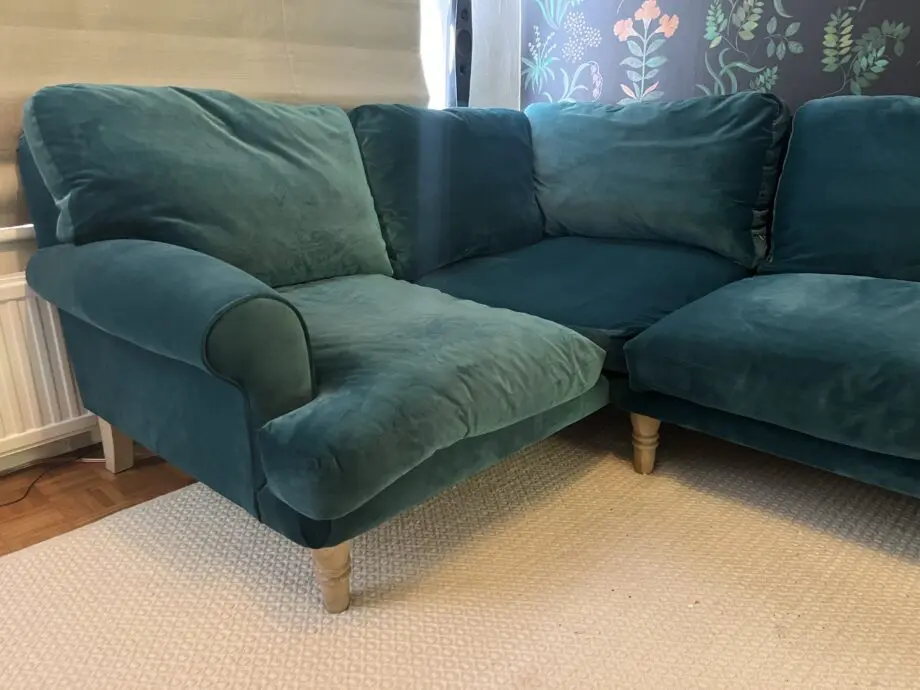 Loaf corner sofa, Teal velvet