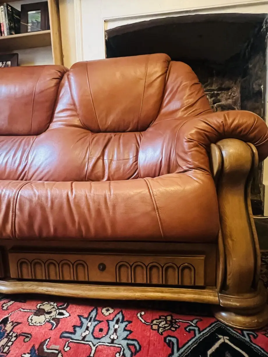 Belgium Storage Drawer Genuine Italian Leather 3 Seater Sofa Settee & Armchair & Foot stall