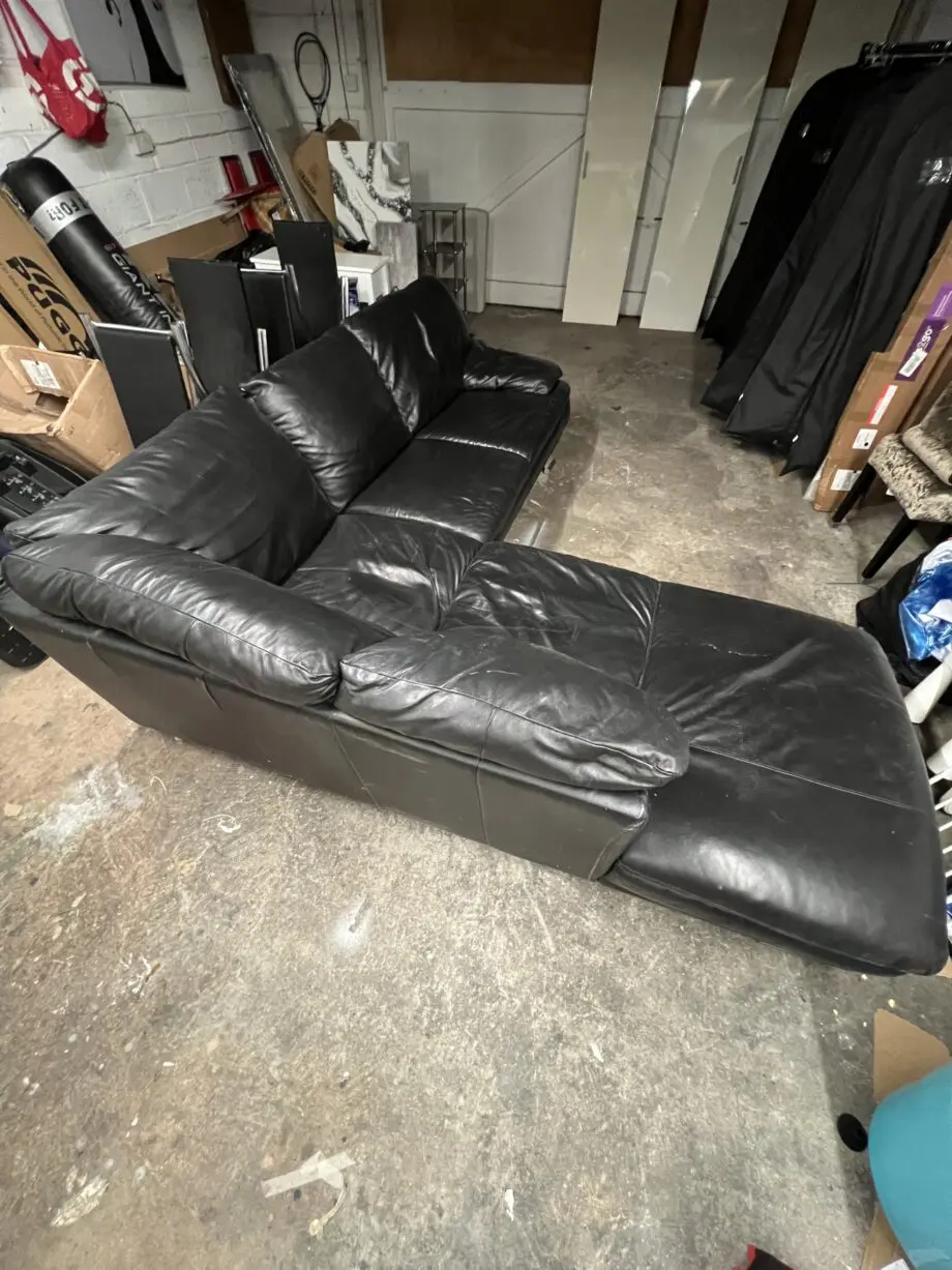 Black leather Harvey corner sofa