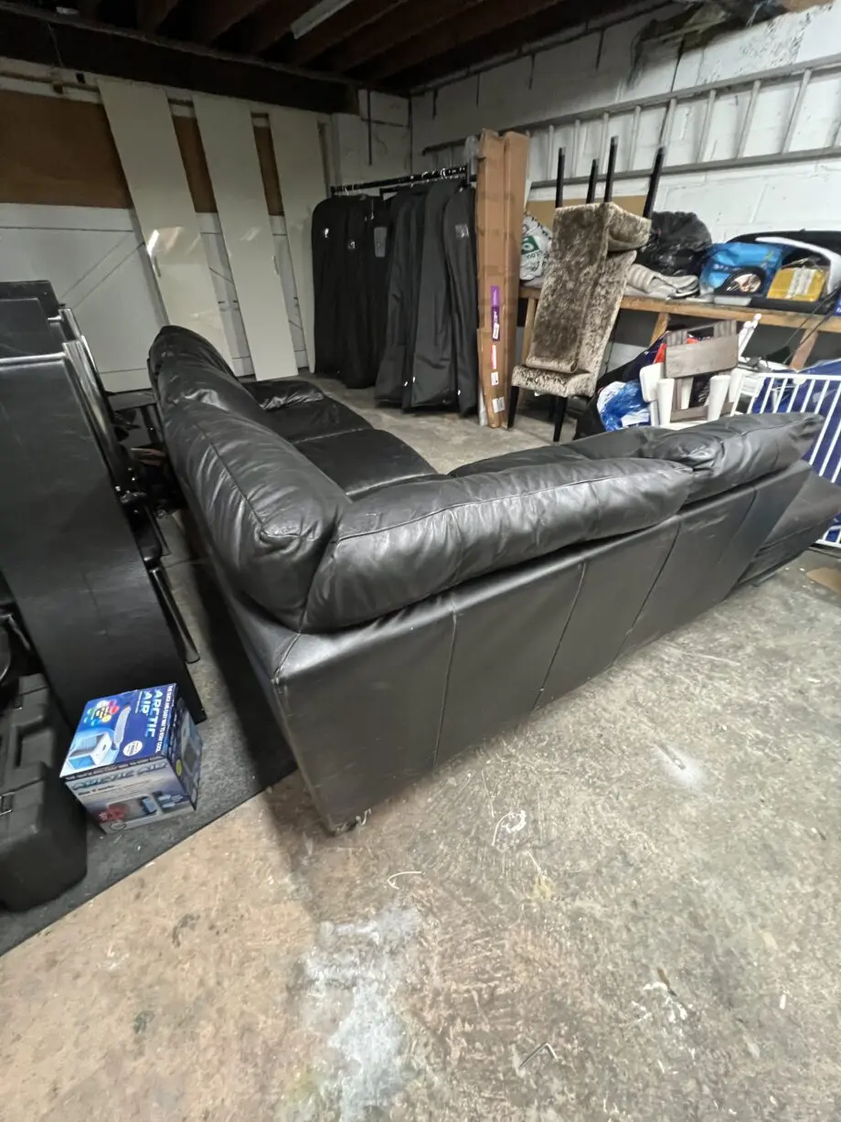 Black leather Harvey corner sofa