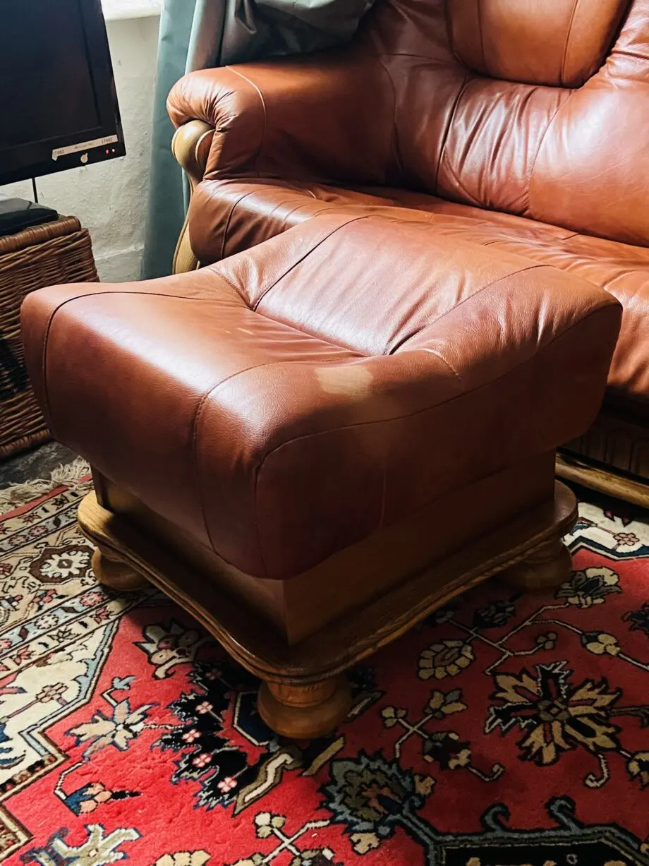 Belgium Storage Drawer Genuine Italian Leather 3 Seater Sofa Settee & Armchair & Foot stall