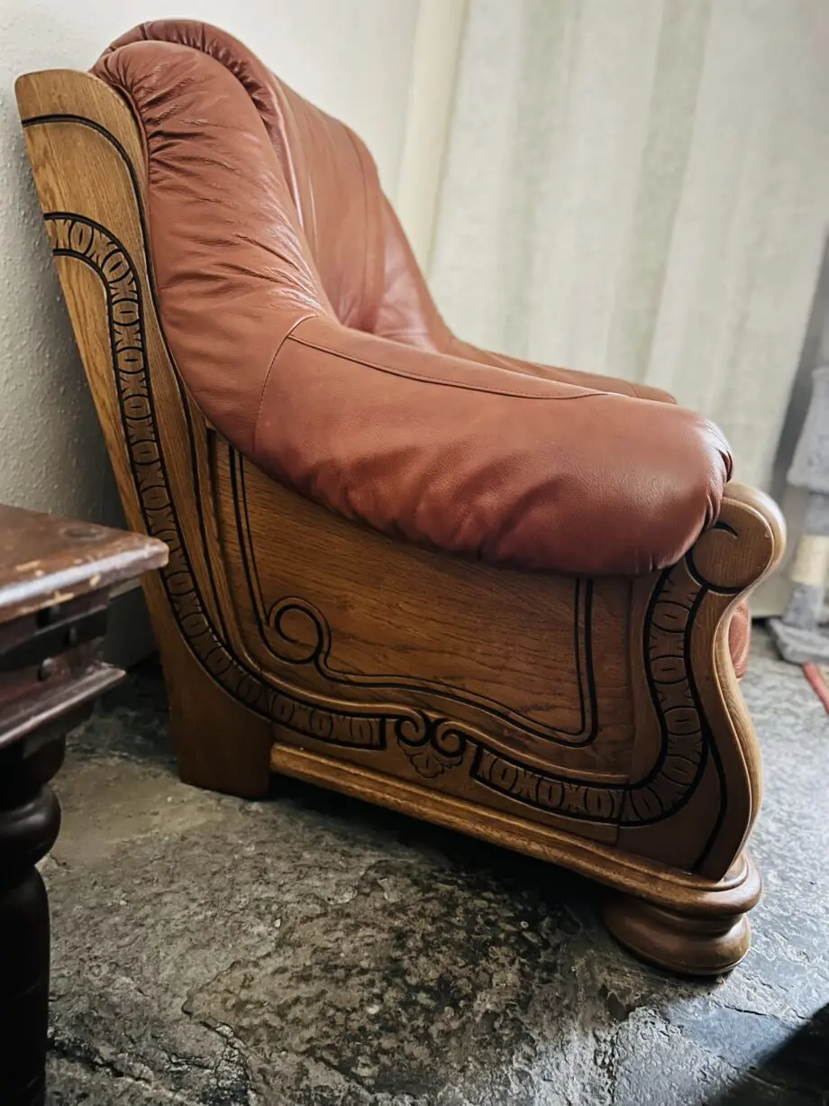 Belgium Storage Drawer Genuine Italian Leather 3 Seater Sofa Settee & Armchair & Foot stall