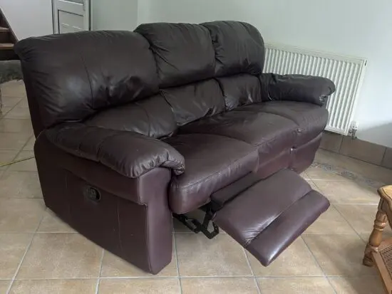 Brown Leather Reclining Sofa interchangeable sections