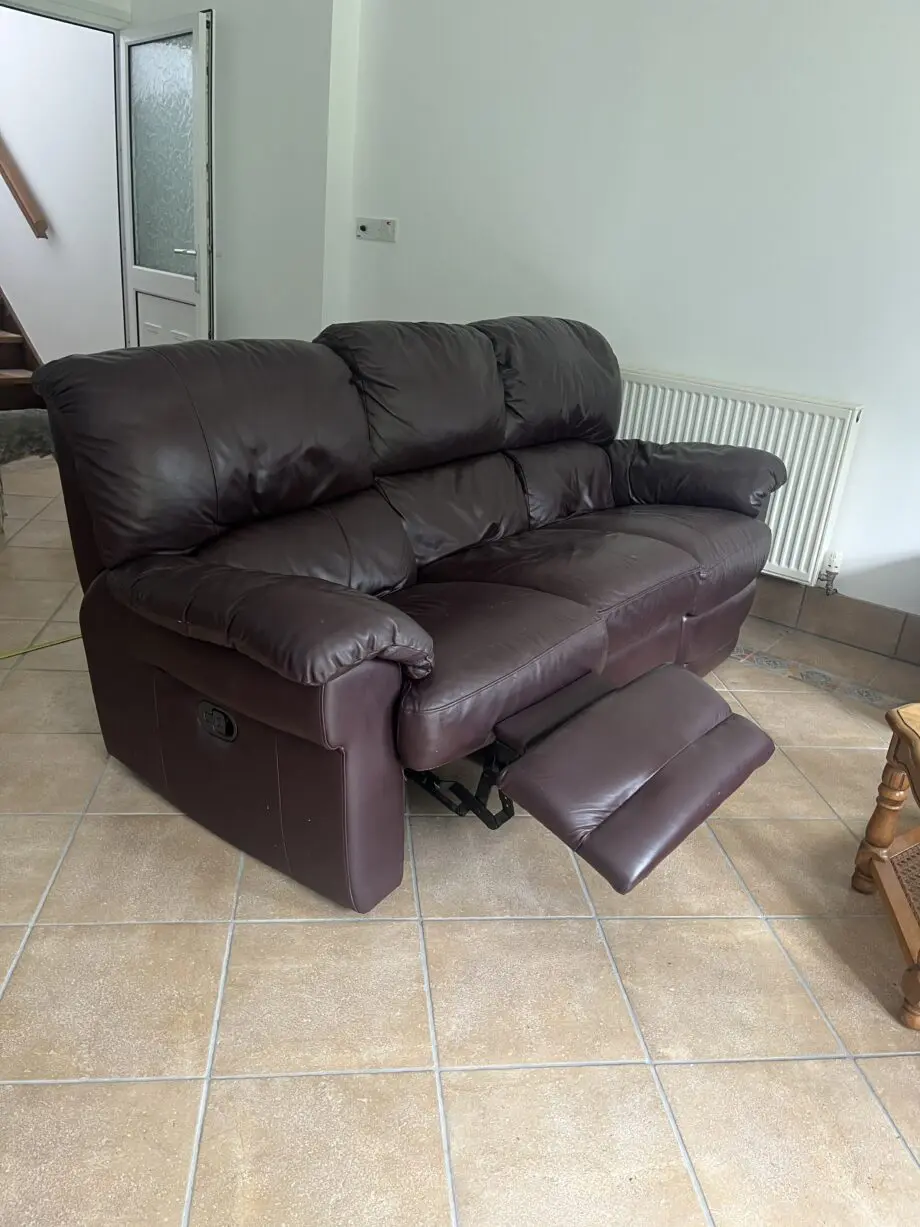 Brown Leather Reclining Sofa interchangeable sections