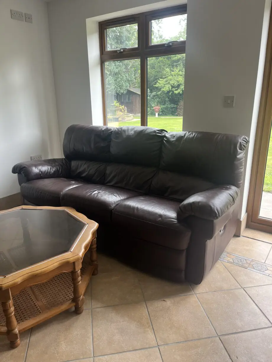 Brown Leather Reclining Sofa interchangeable sections