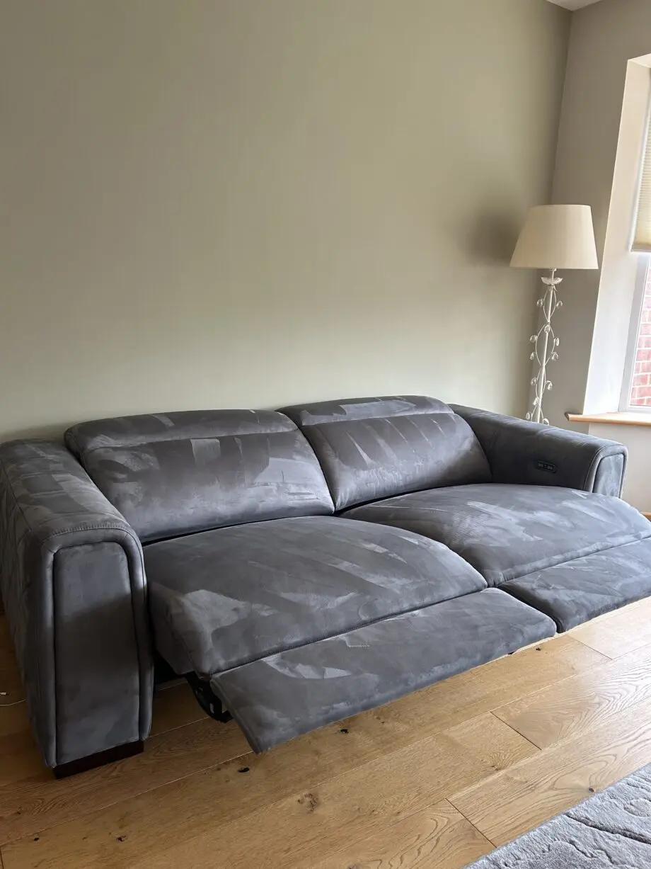 Sofology - 2 x Mason 3 Seater Double Power Recliner with Double Power Headrest. Comes with USB charging ports Colour - Tara Lead Grey