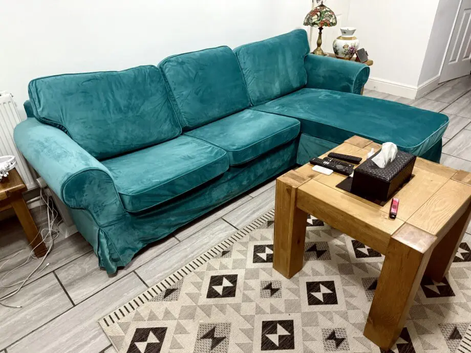 Ektorp sofa with chaise and footstool