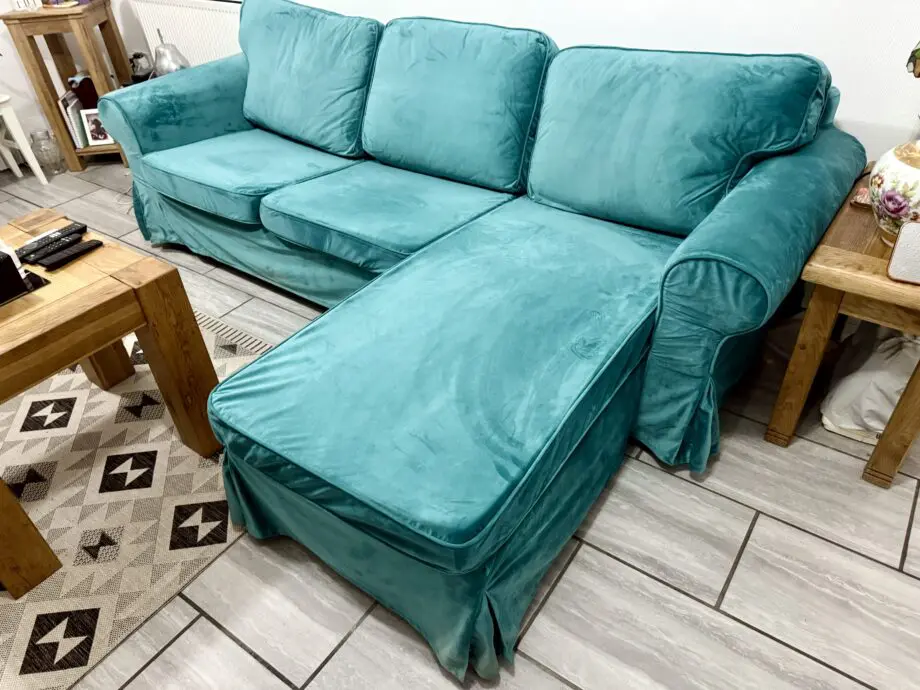 Ektorp sofa with chaise and footstool
