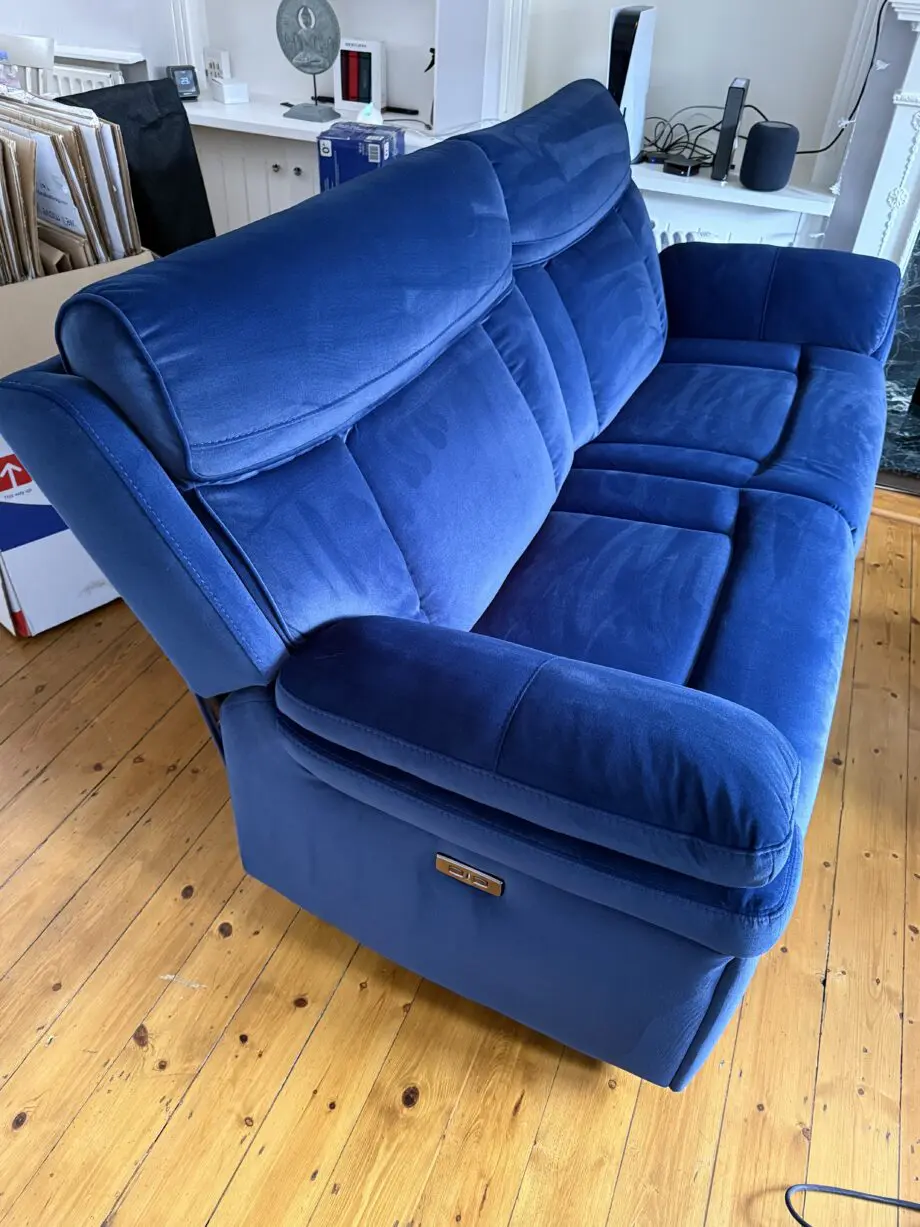 Orion Three Seater Powered Recliners with USB charger in Blue