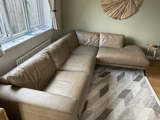 DFS Nuela Leather Left Hand Facing Arm Open End Corner Sofa - Almond Tan RRP £1779