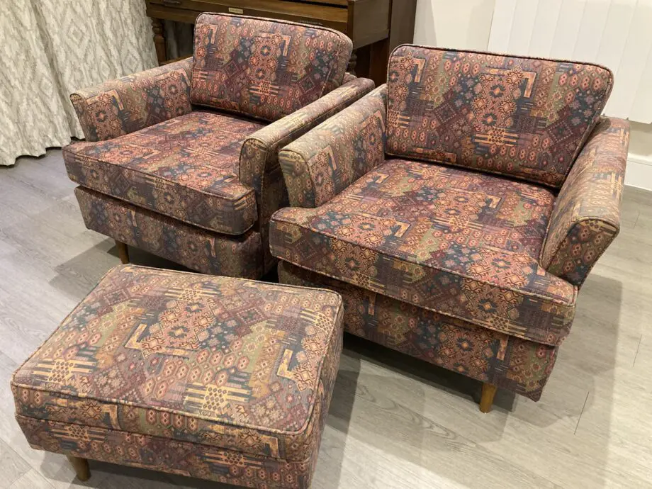 Bespoke Indonesian 2xArmchairs + Footstool