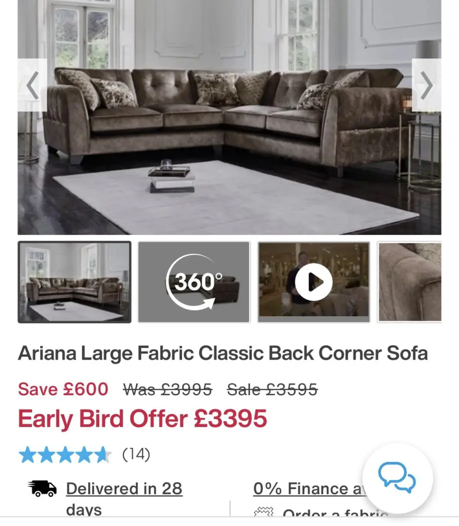 Furniture Village Ariana Corner sofa