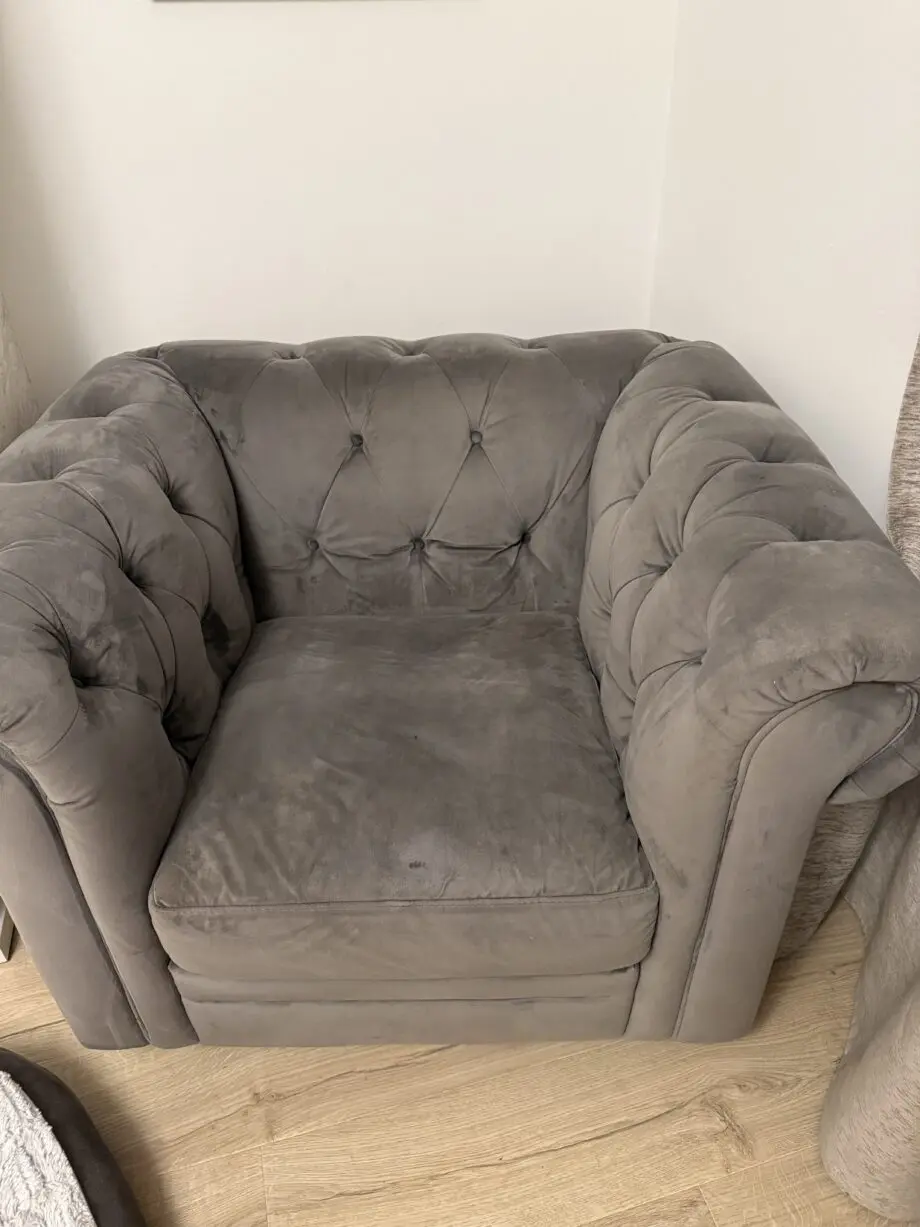 violina grey chesterfield style sofa and chair