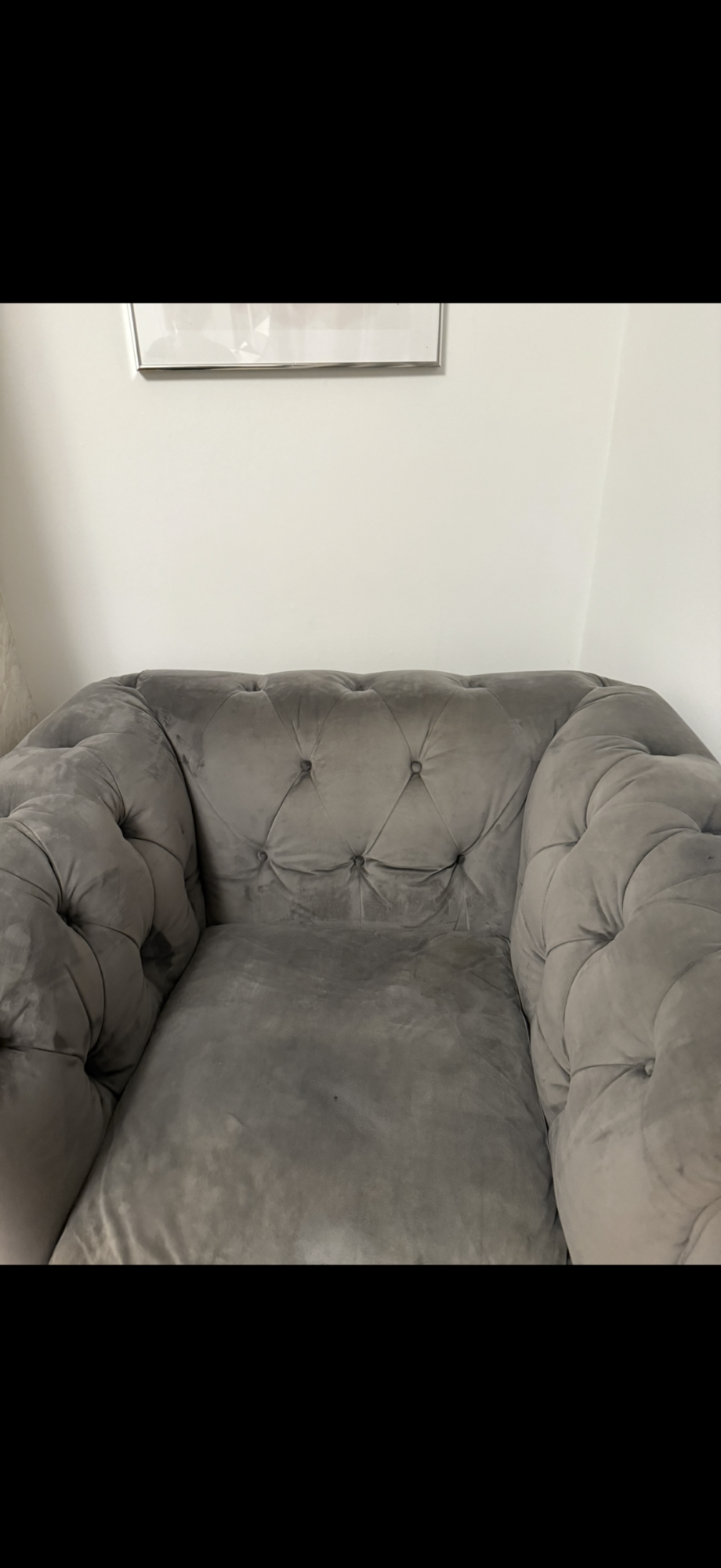 violina grey chesterfield style sofa and chair