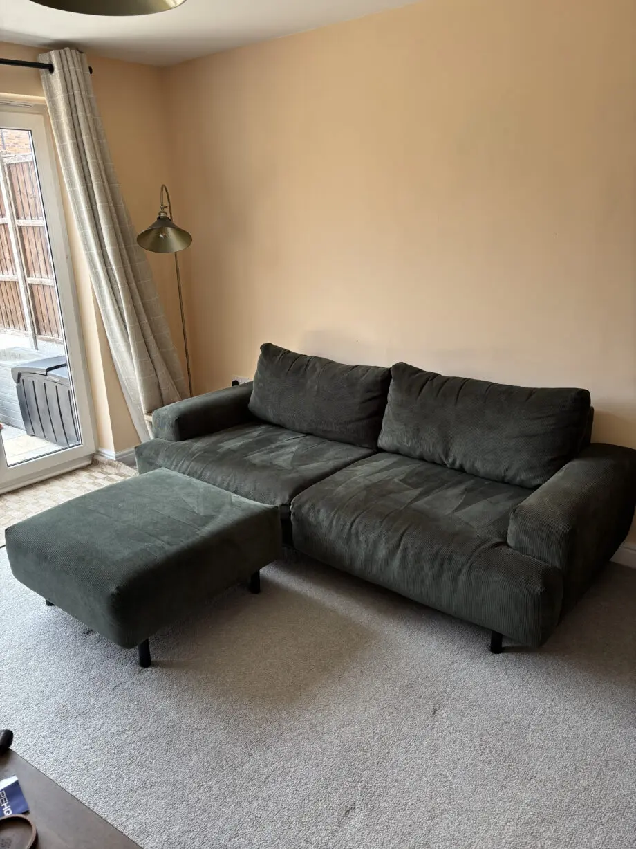 Habitat Julien Fabric 3 seater sofa + foot stool Dark Green