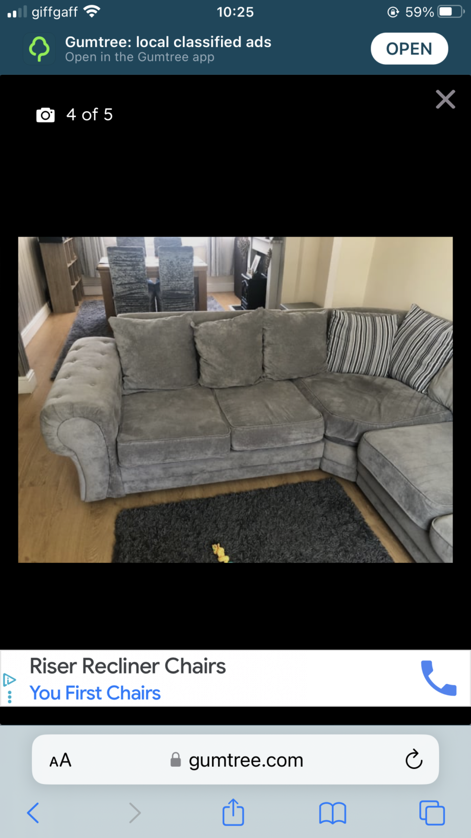Verona grey 5 seater sofa