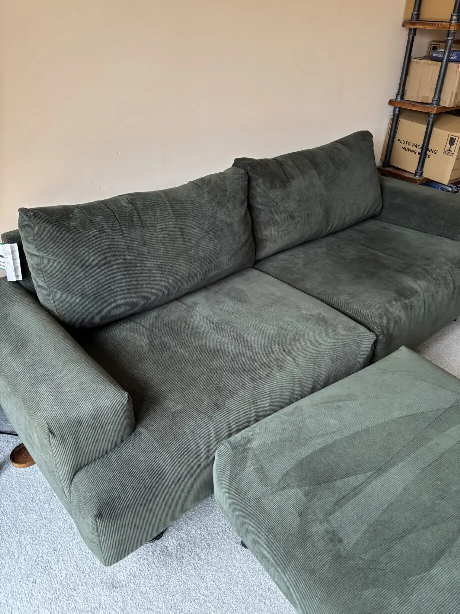 Habitat Julien Fabric 3 seater sofa + foot stool Dark Green